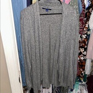 Gray Open Front Cardigan Sweater
